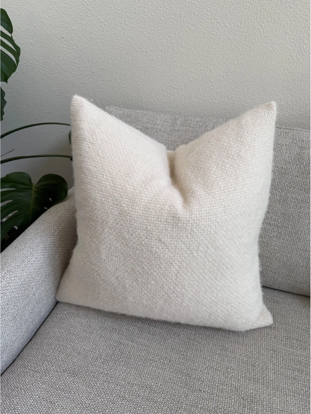 Jenni Kayne Alpaca Basketweave Pillow Cover Ivory 24x24 Superfine Alpaca Peru